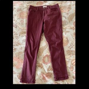 Loft Jeans with fringed bottoms in Wine